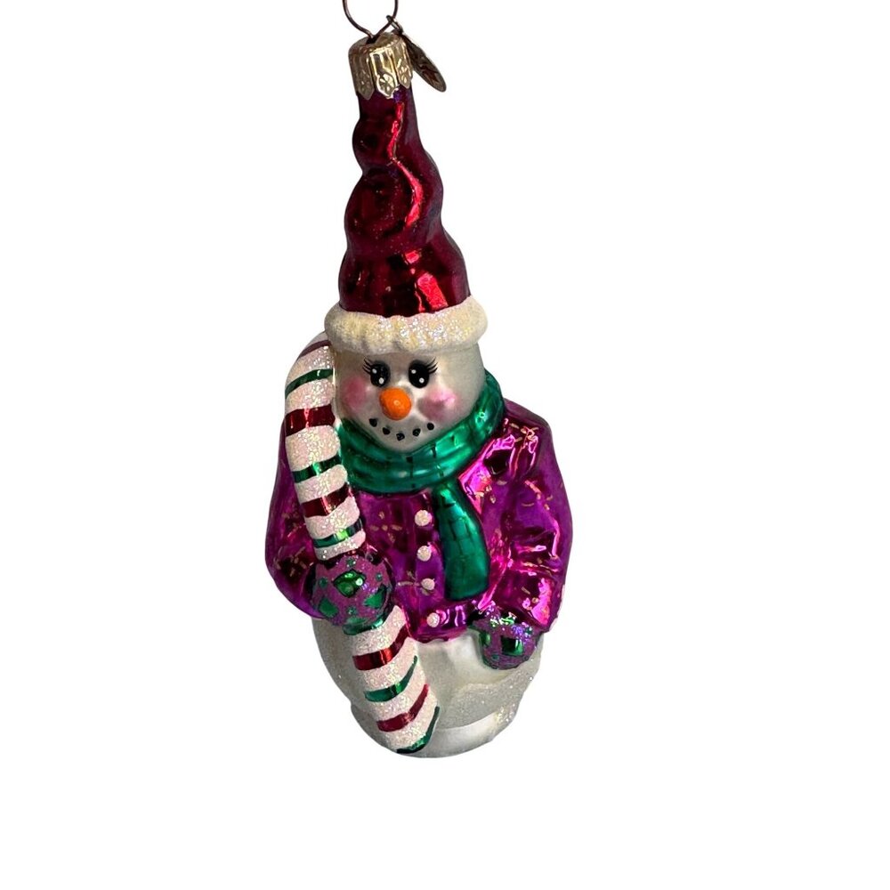 Christopher Radko Frosty Twist Snowman Ornament Rare Retired Glass 6 Inch Multic